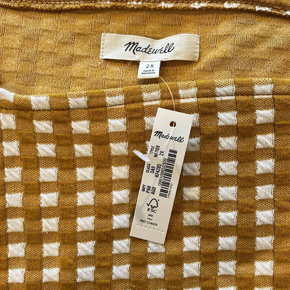 Madewell NWT Gingham Knit Ruffle-Hem Top Size 2X - Picture 5 of 7